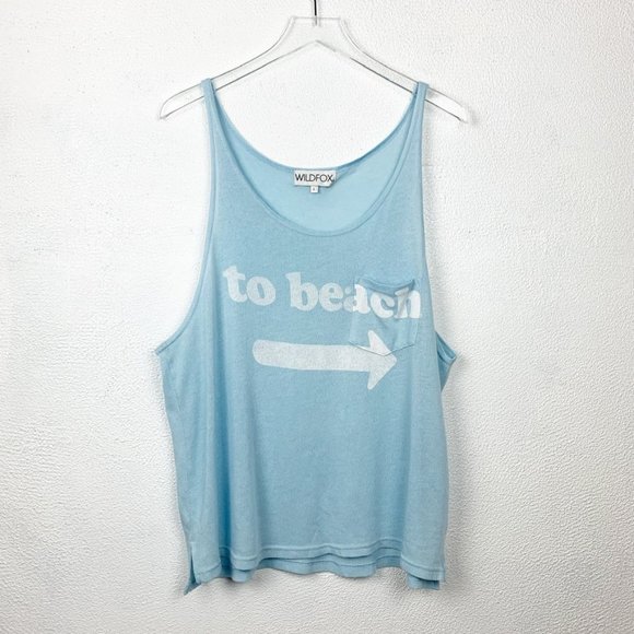 Wildfox | "To Beach" Light Blue Summer Tank - Picture 1 of 6